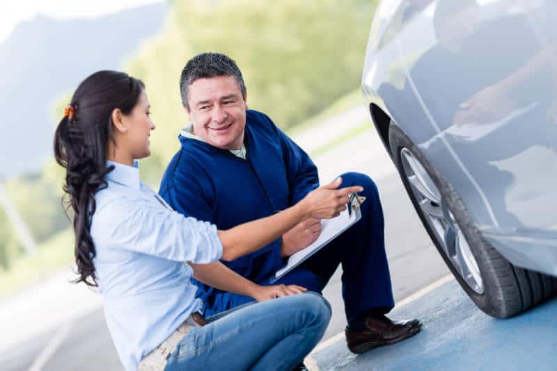 Woman at the mechanic