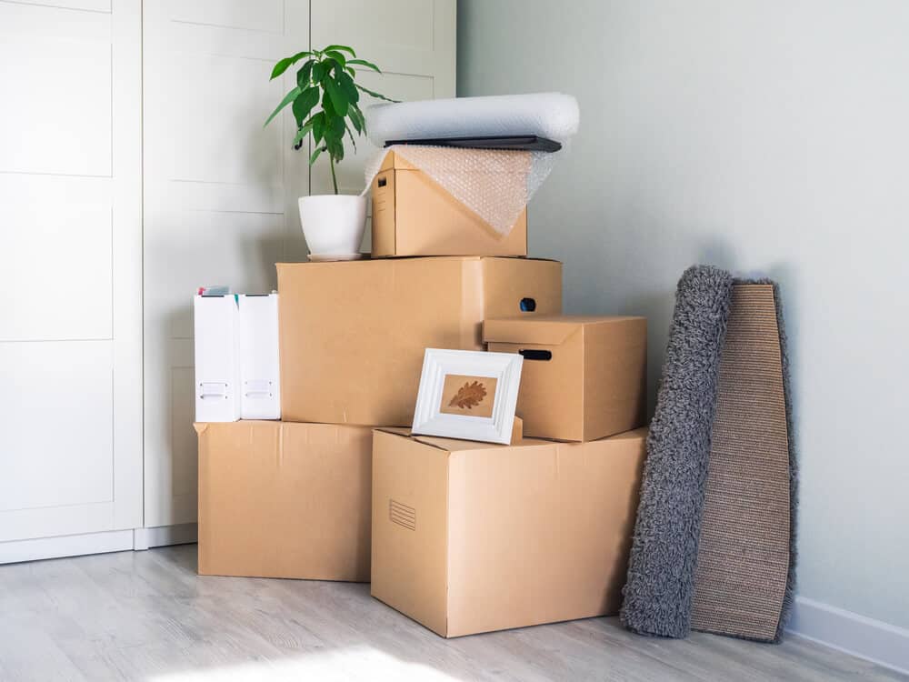 boxes of belongings in apartment