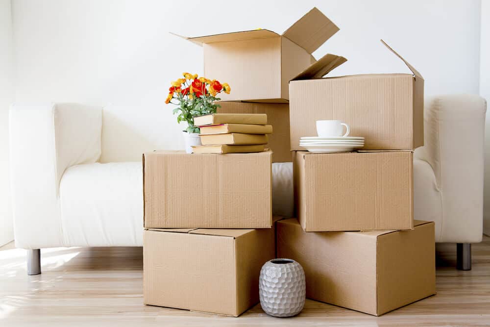 moving boxes in apartment