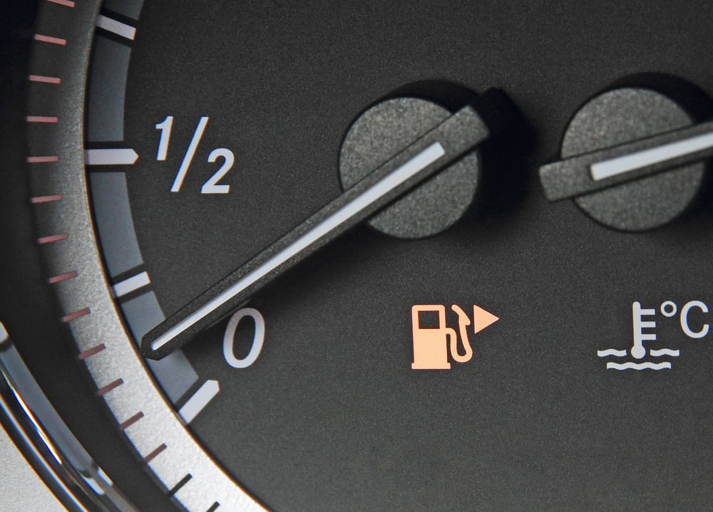 dashboard showing no fuel